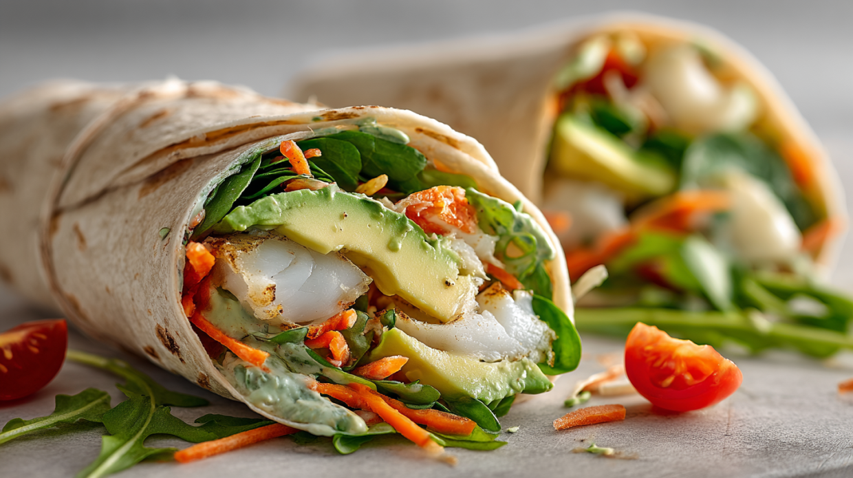 Mediterranean Cod & Avocado Wrap