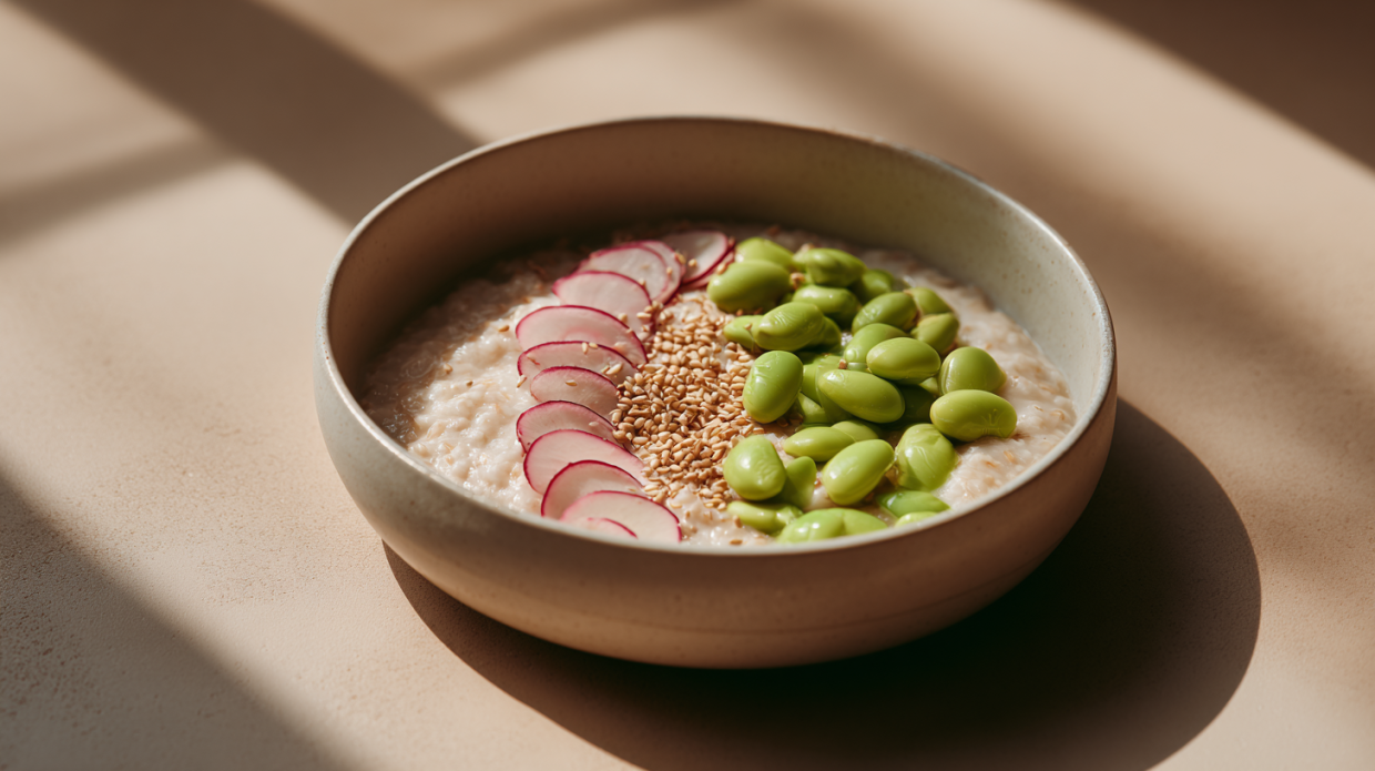 Barley Porridge with Radishes and Edamame