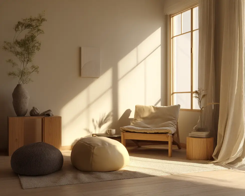 Warm evening light in a calm room illustrating why sleep before midnight supports the circadian rhythm
