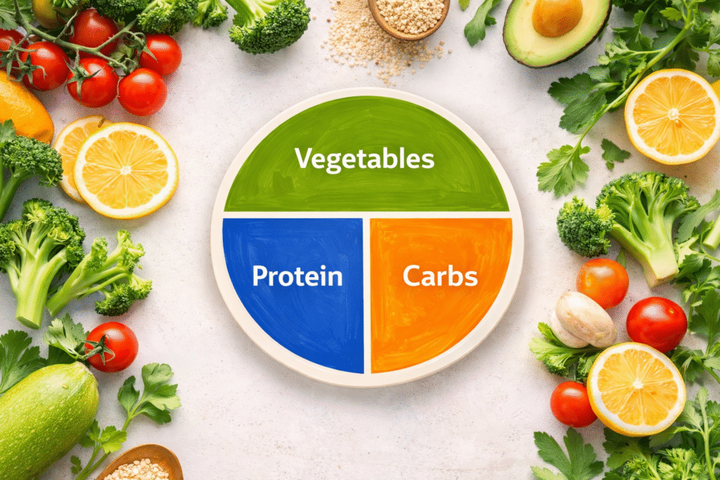 How to build a balanced plate with vegetables protein and carbs for women over 40